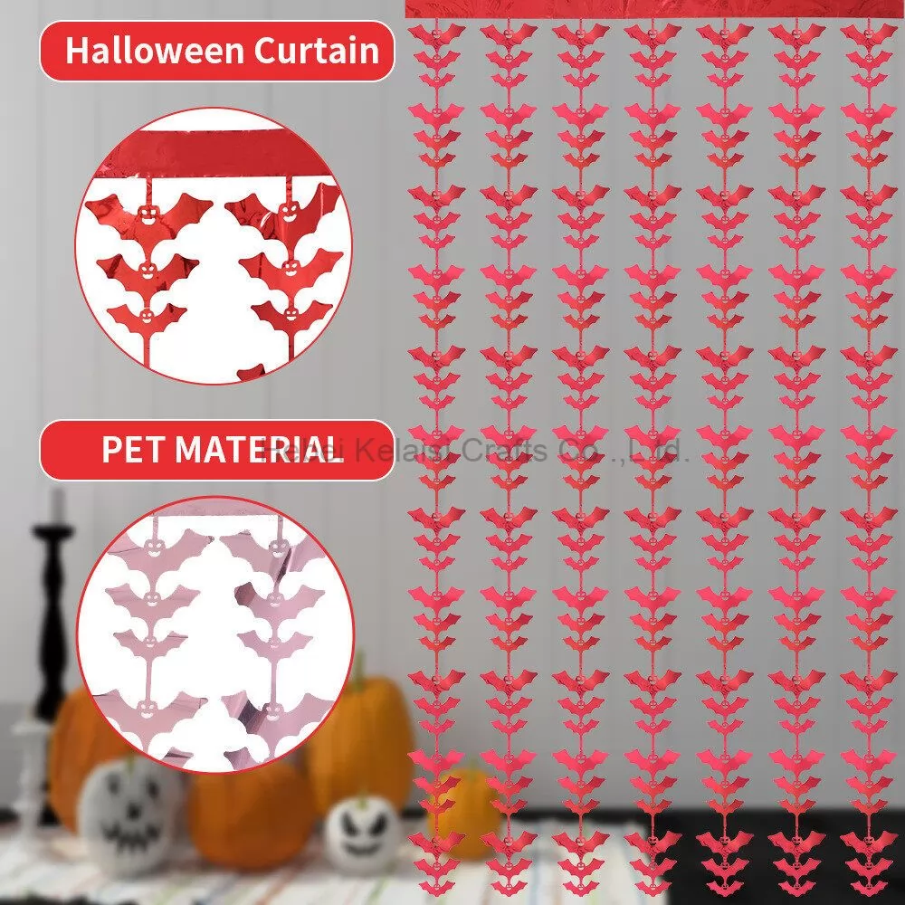 Halloween party Backdrop bat shape Foil Fringe Rain Curtain