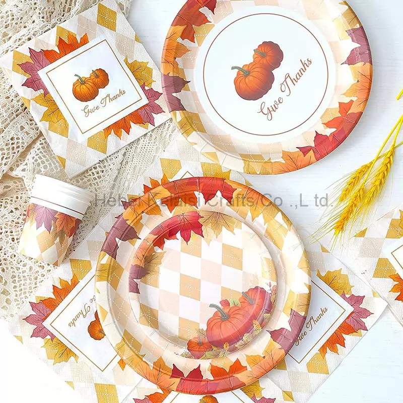 Large Thanksgiving Plates and Napkins Sets