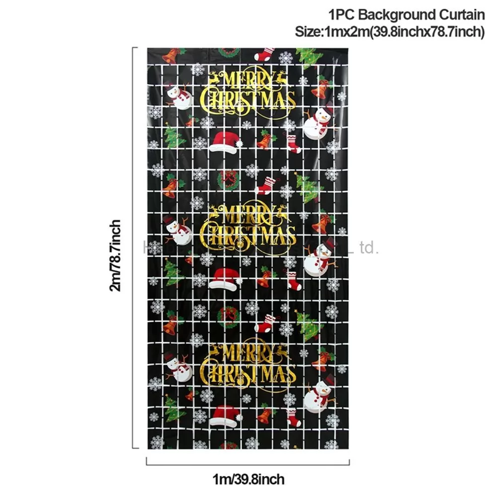 Christmas Square Curtain X-mas Foil Fringe Curtains