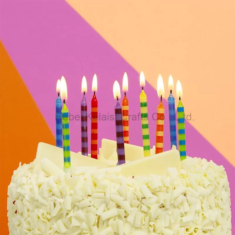 Birthday Striped Mulit-Coloured Candles