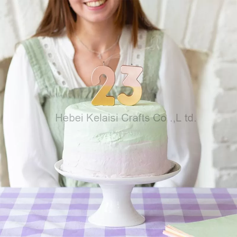 Rose Gold Dipped Number Candle