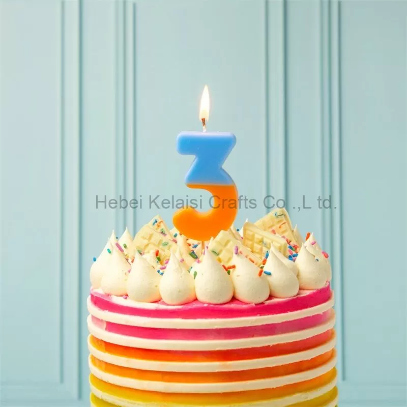 Orange and Mint Green Birthday Number Candle