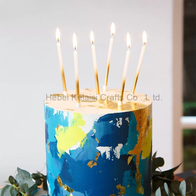10cm White and Gold Candles