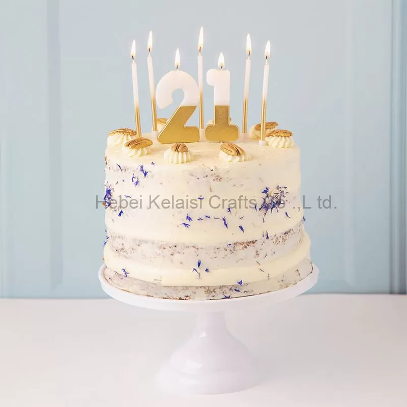 10cm White and Gold Candles