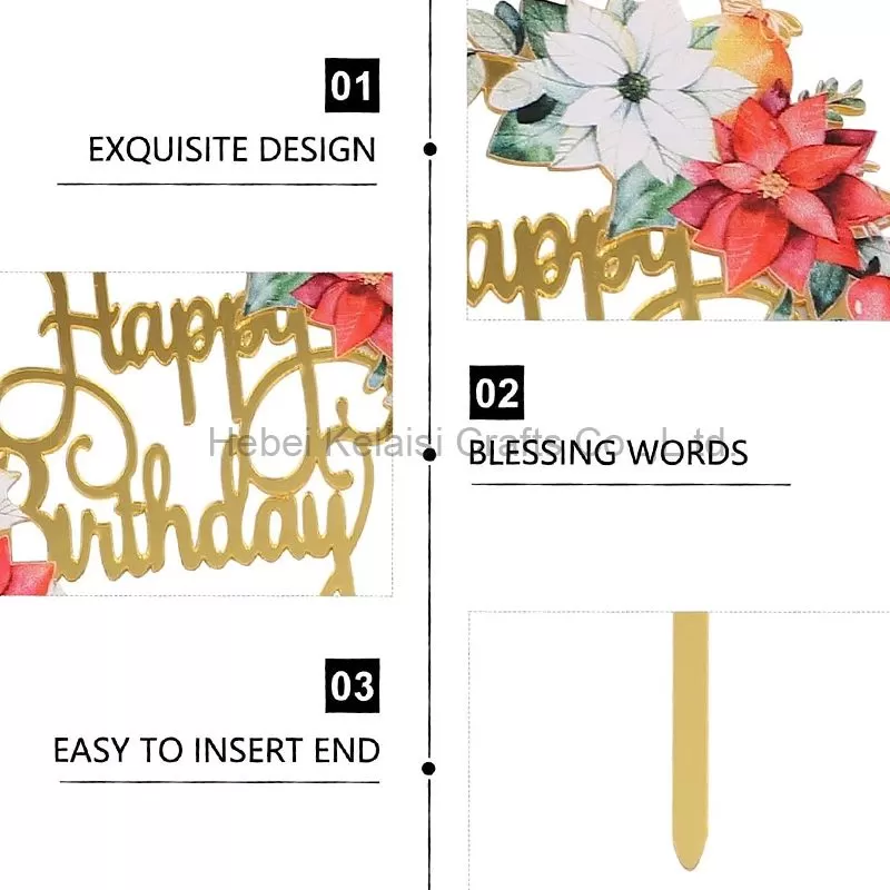 Flower Birthday Acrylic Cake Topper