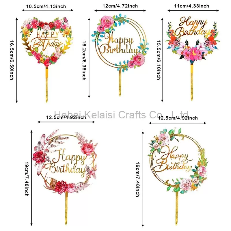 Flower Acrylic Cupcake Topper