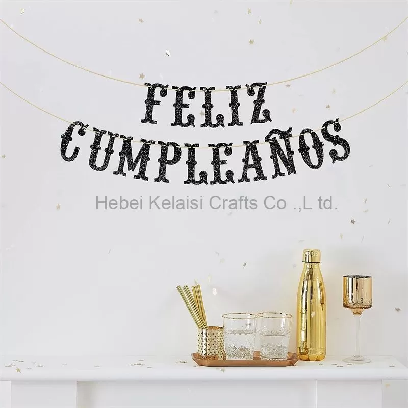 Gold Glitter Feliz Cumpleanos Banner