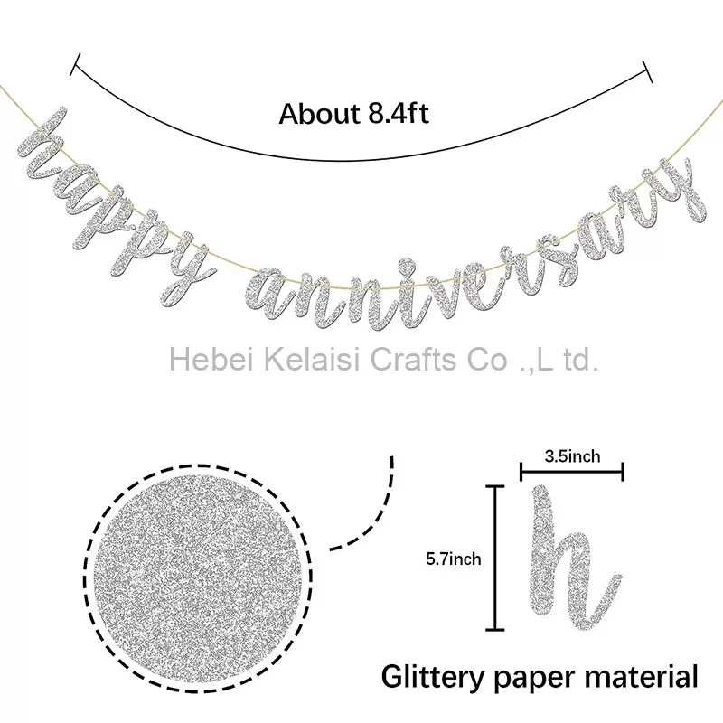 Blue Glitter Happy Anniversary Banner