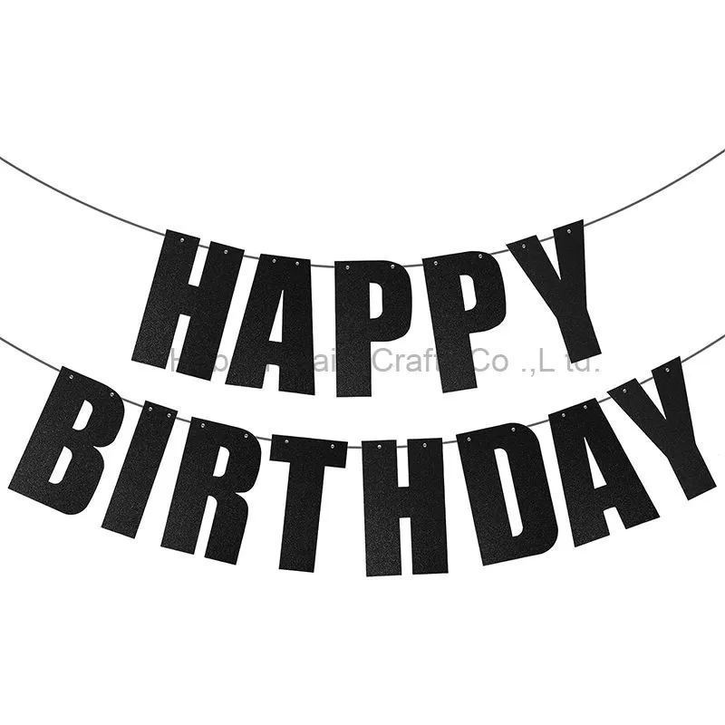 Black Happy Birthday Alphabet Banner