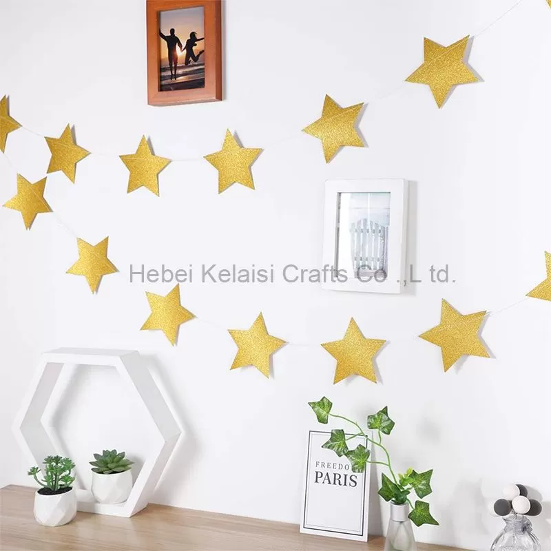 2pcs Glitter Star Garland Paper Pentagram Banner