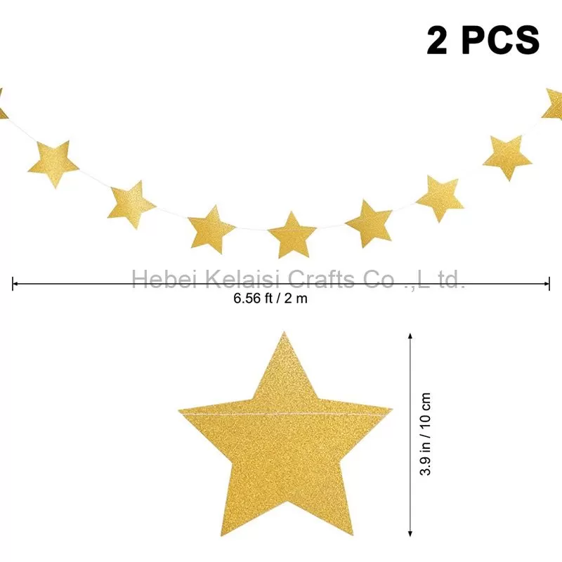 2pcs Glitter Star Garland Paper Pentagram Banner