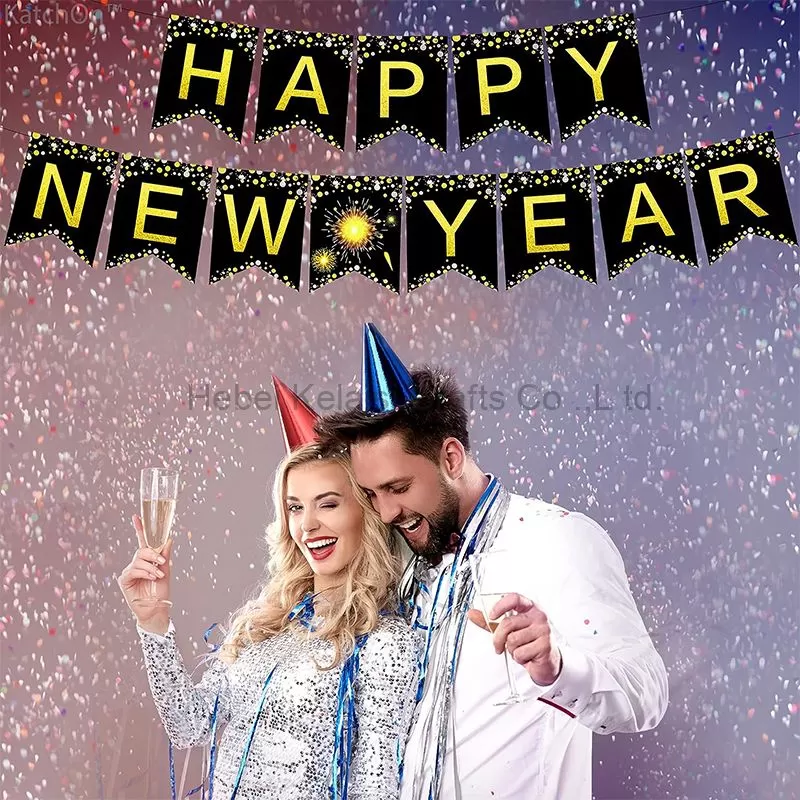 Glitter Happy New Year Banner