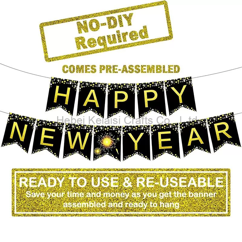 Glitter Happy New Year Banner