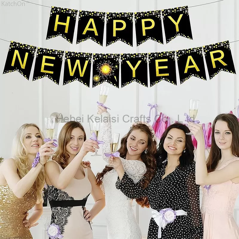 Glitter Happy New Year Banner