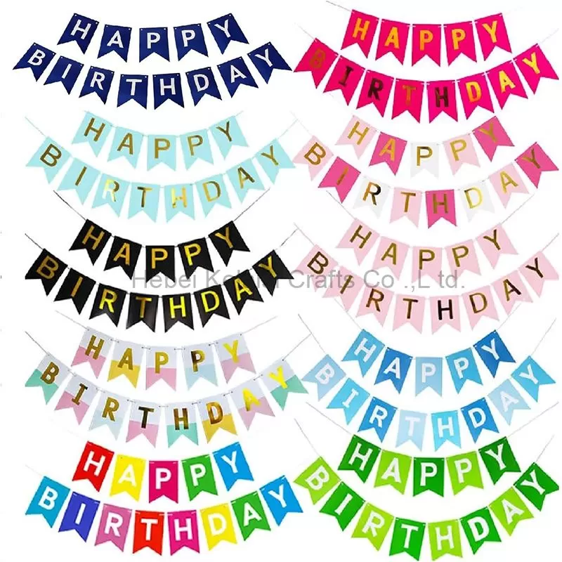 Happy birthday hot gold letter fishtail banner