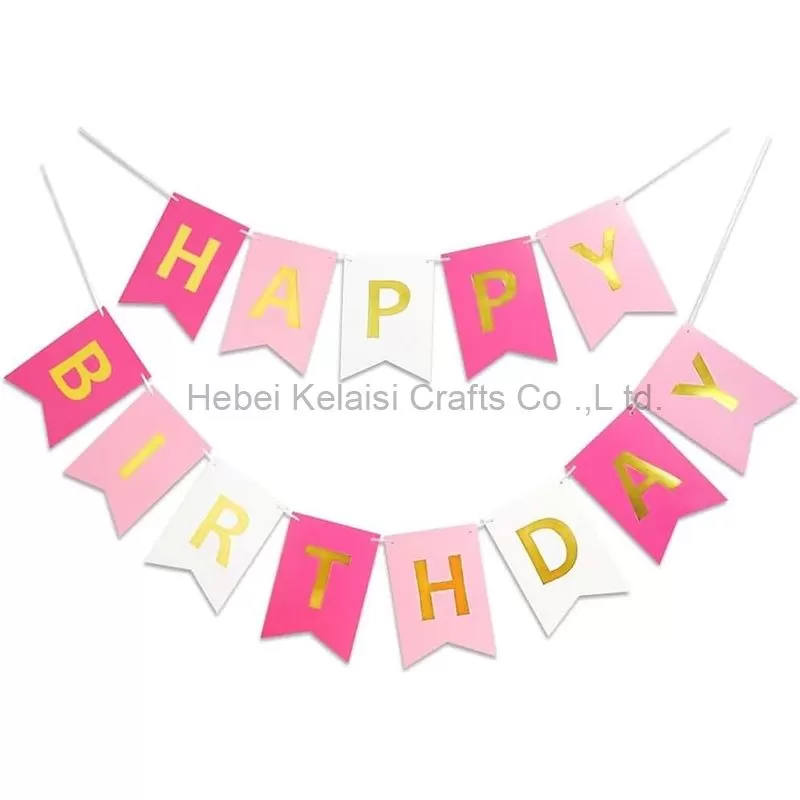 Happy birthday hot gold letter fishtail banner