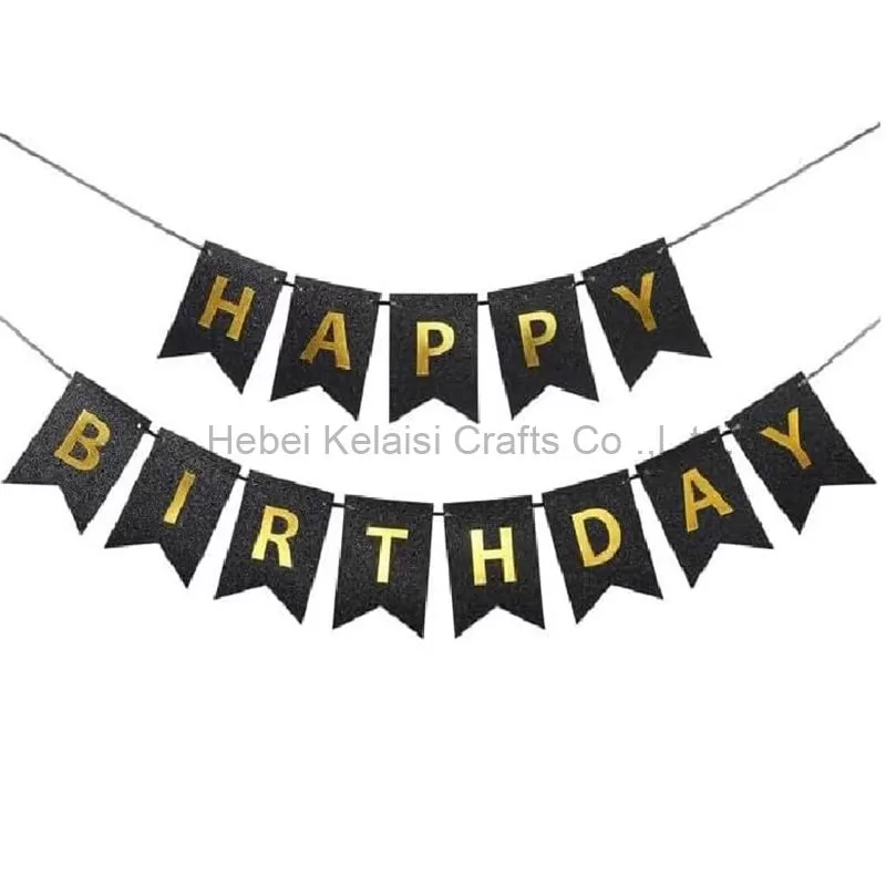 Happy birthday hot gold letter fishtail banner