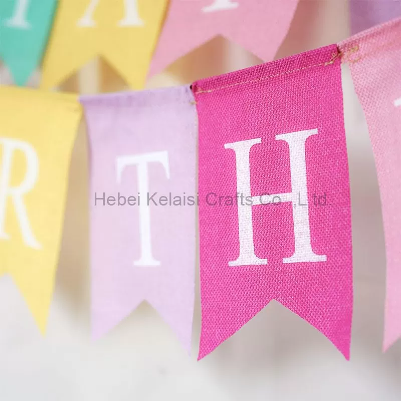 Assembled Imitated Burlap Birthday Banner