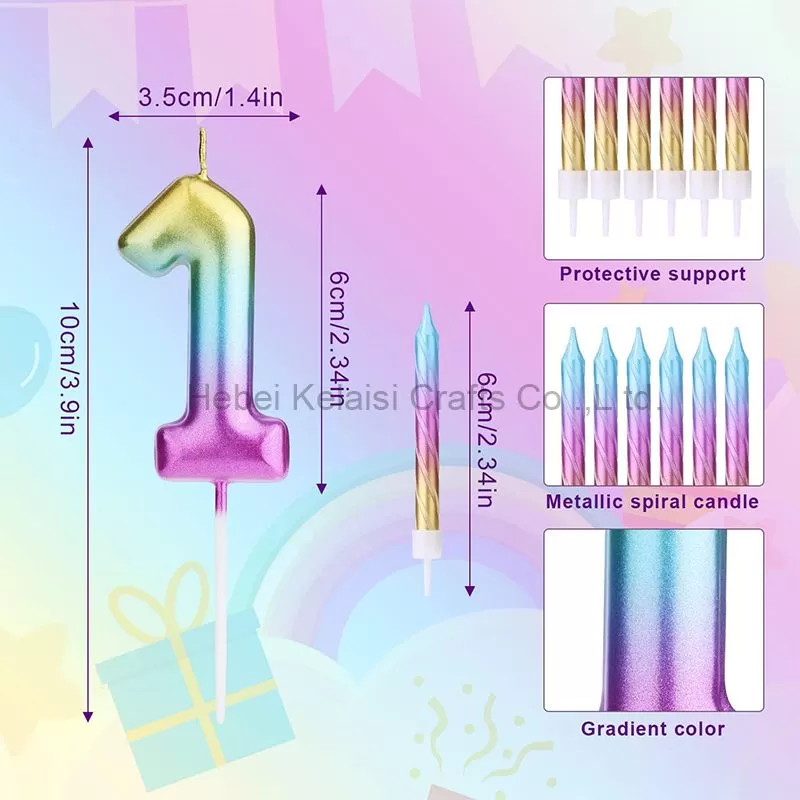 1 Set of 2.7inch Galaxy Sky Gradient Birthday Candles