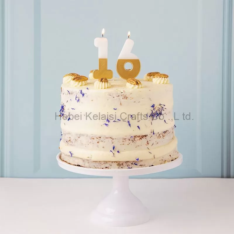 white gold birthday cake candles