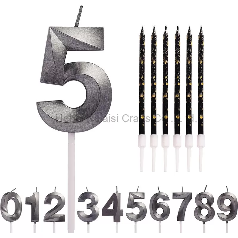 7cm Black Birthday number candles