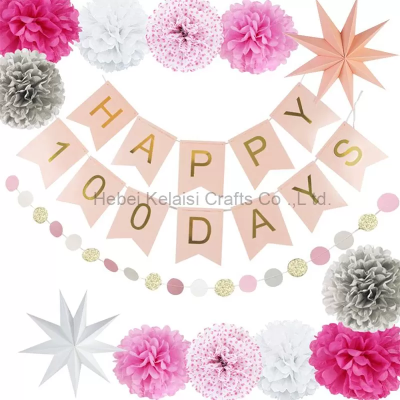 Baby Hundred Days Party Fishtail Bronze Bunting Happy 100 days