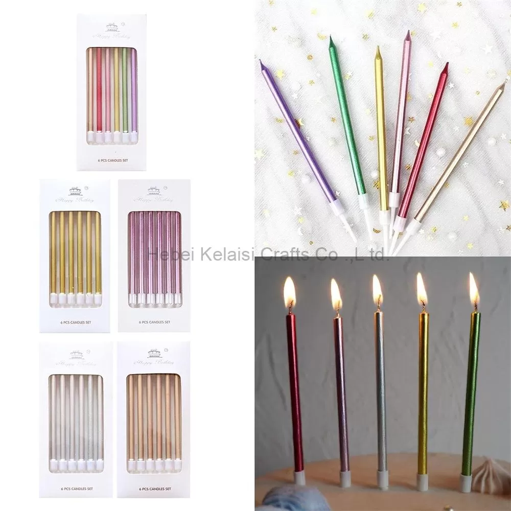 metallic long and thin gold birthday candles for cake