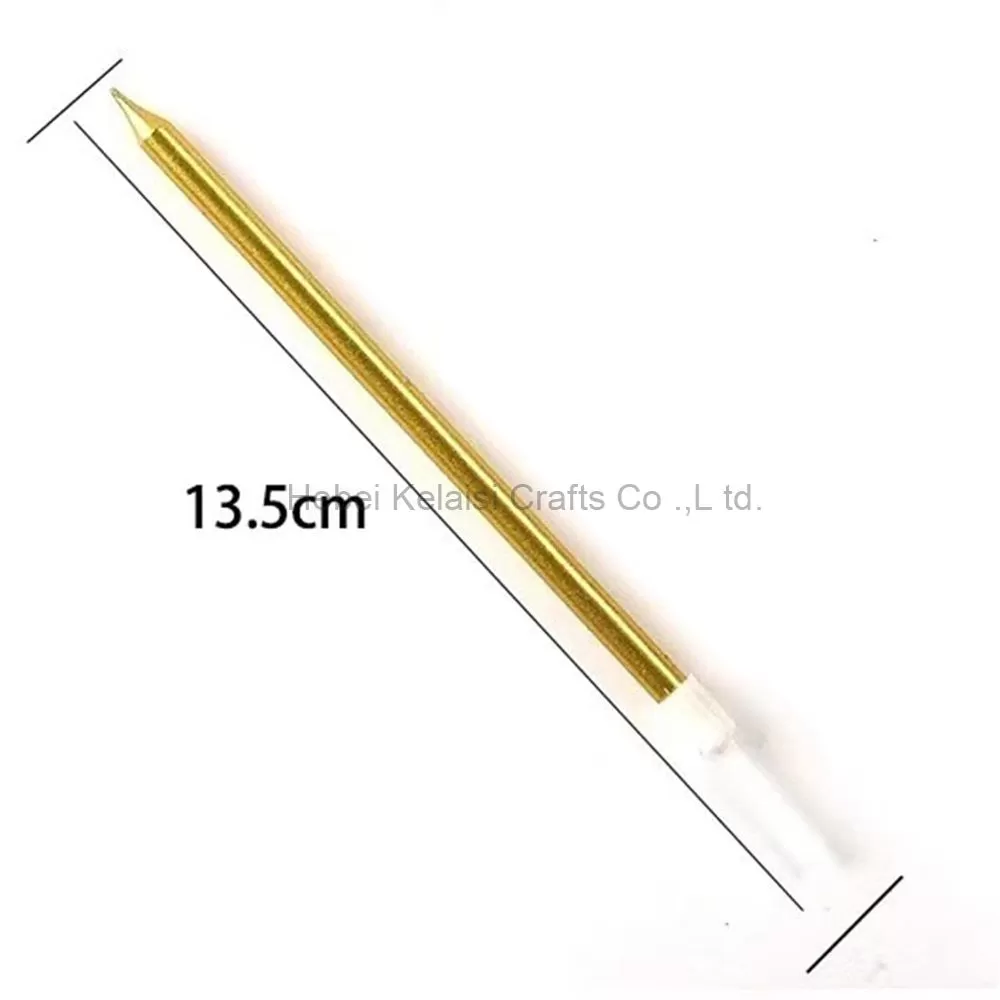 metallic long and thin gold birthday candles for cake