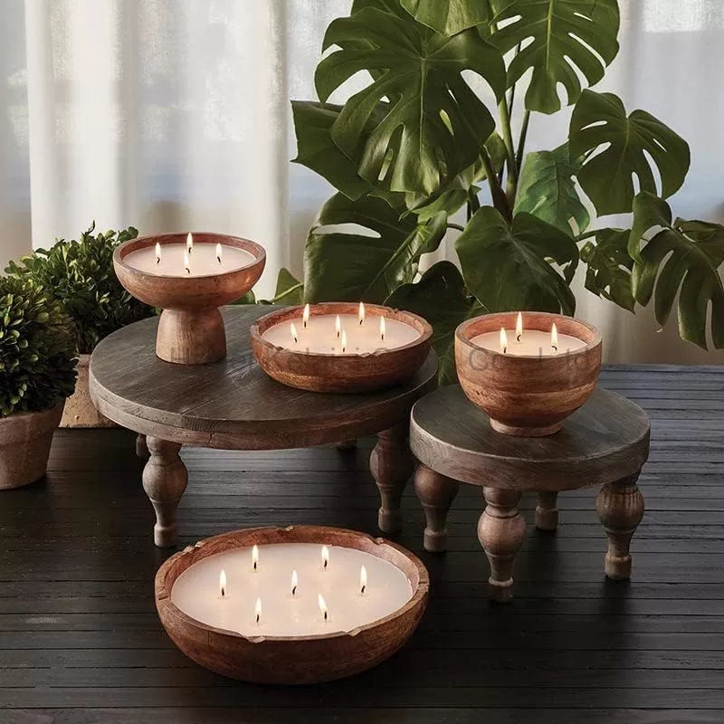 Wooden Candle Holder for dough round shape Design Candle