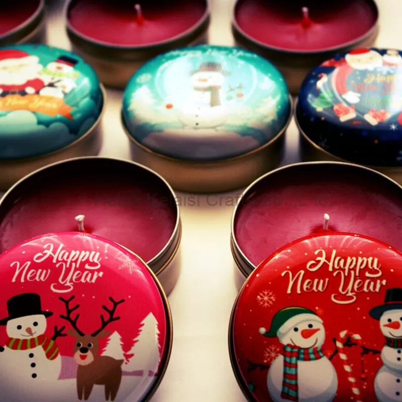 Small Jar Christmas Decoration Snowman tin jar candles