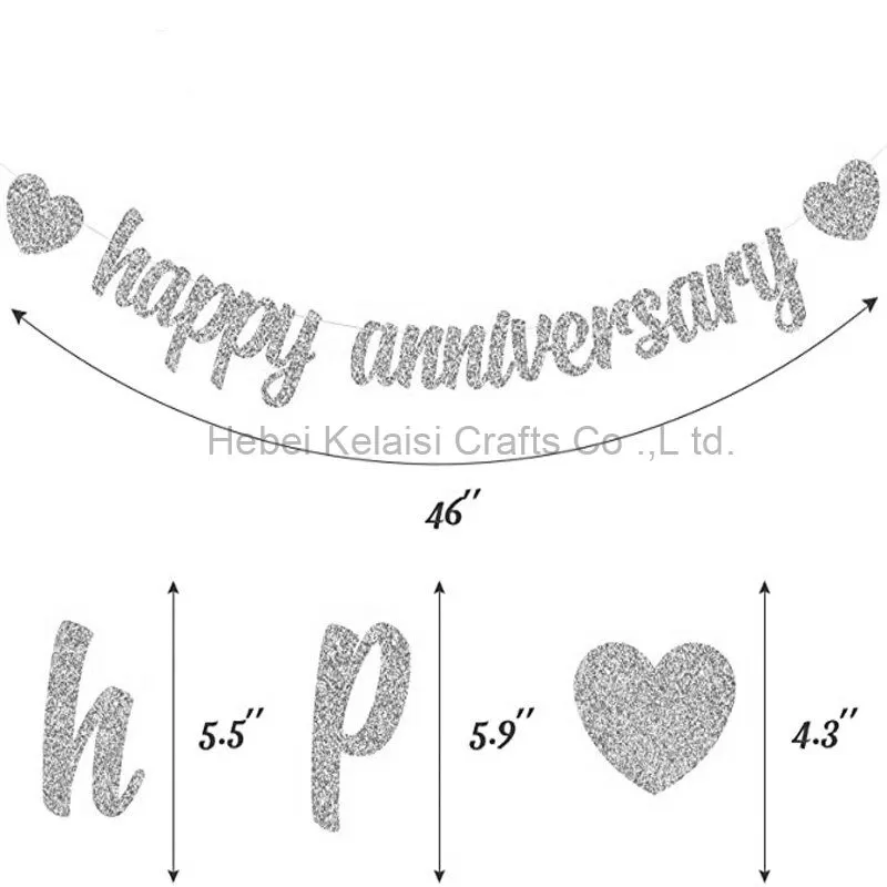 Happy Anniversary Gold Glitter Banner for Anniversary Party Decorations