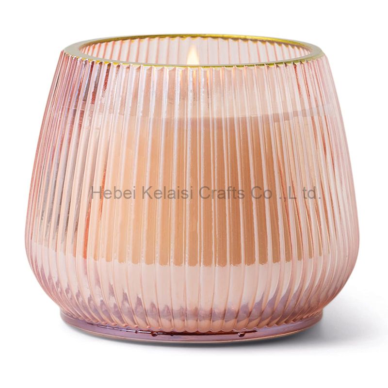 Origami Style Vertical Pattern Wine Glasses Jar Candles