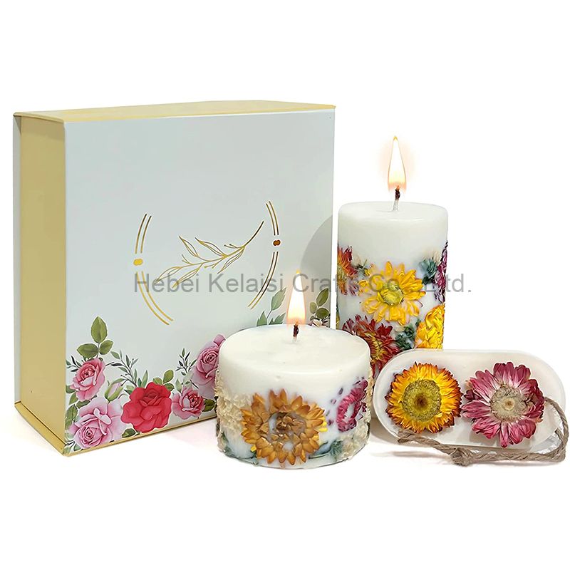 Smokeless Dry Flower Pillar Aromatherapy Candles