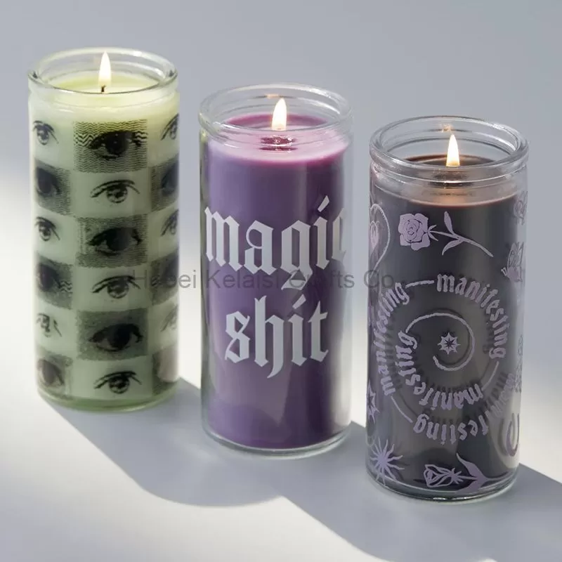 Mini 8 oz In The Dark Glass Pillar Candle