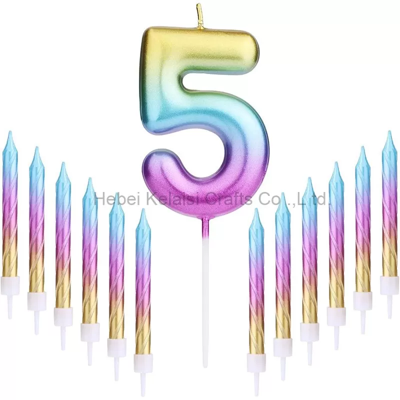 1 Set of 2.7inch Galaxy Sky Gradient Birthday Candles