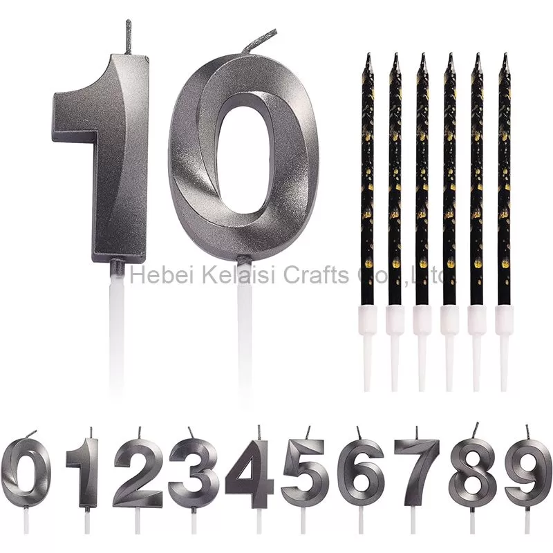 7cm Black Birthday number candles