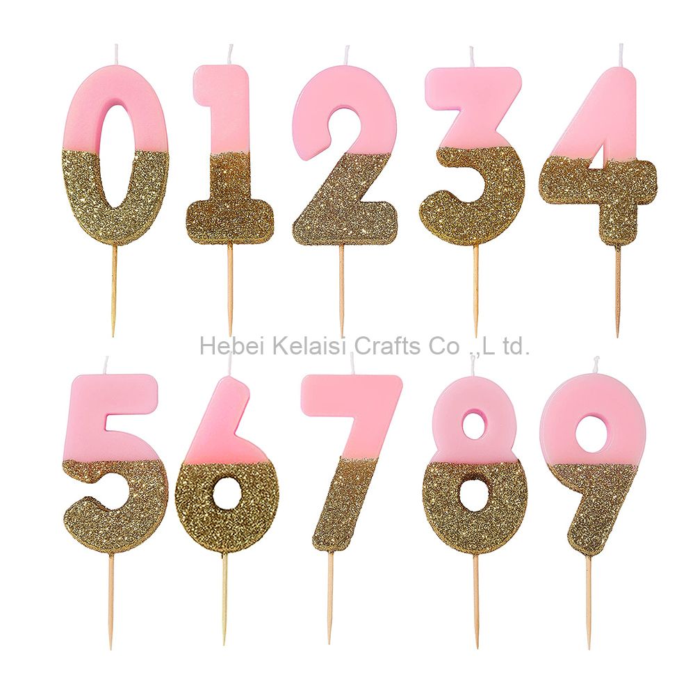 Gold Glitter Big Unique Number Birthday Candles