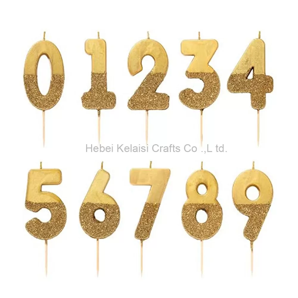 Gold and Silver Sprinkled Numbers Happy Birthday Candle