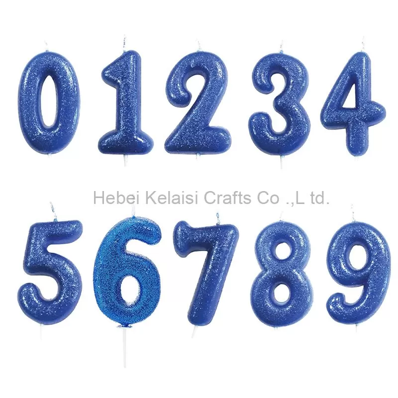 Glitter Blue Number Birthday Cake Topper Decoration Candle
