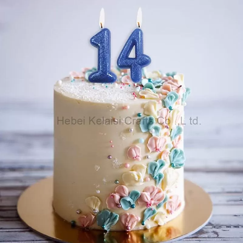 Glitter Blue Number Birthday Cake Topper Decoration Candle