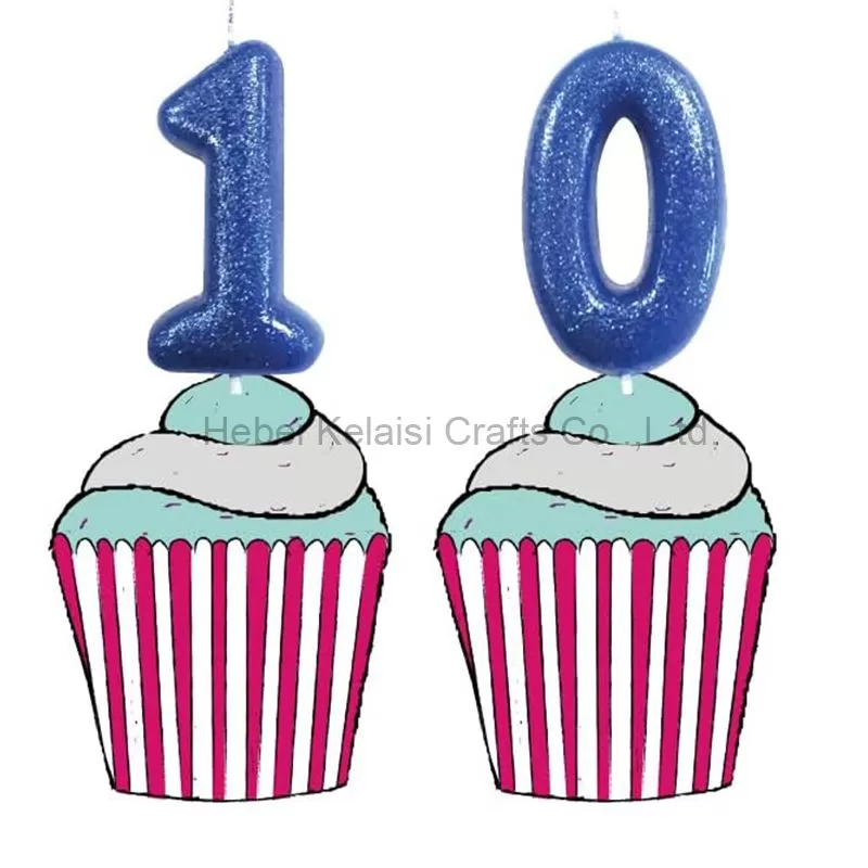 Glitter Blue Number Birthday Cake Topper Decoration Candle