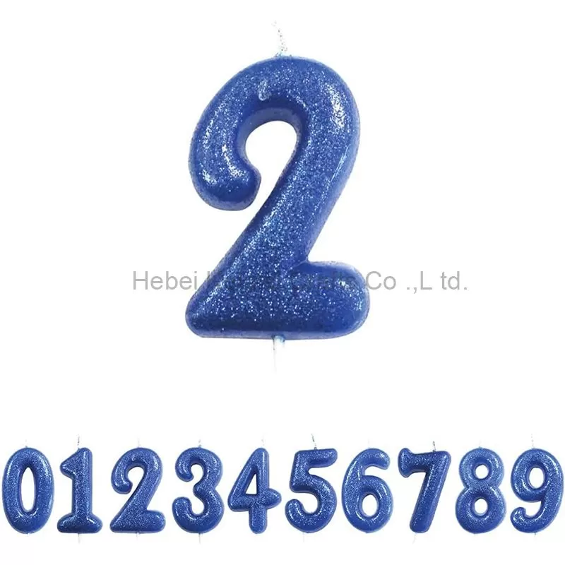 Glitter Blue Number Birthday Cake Topper Decoration Candle