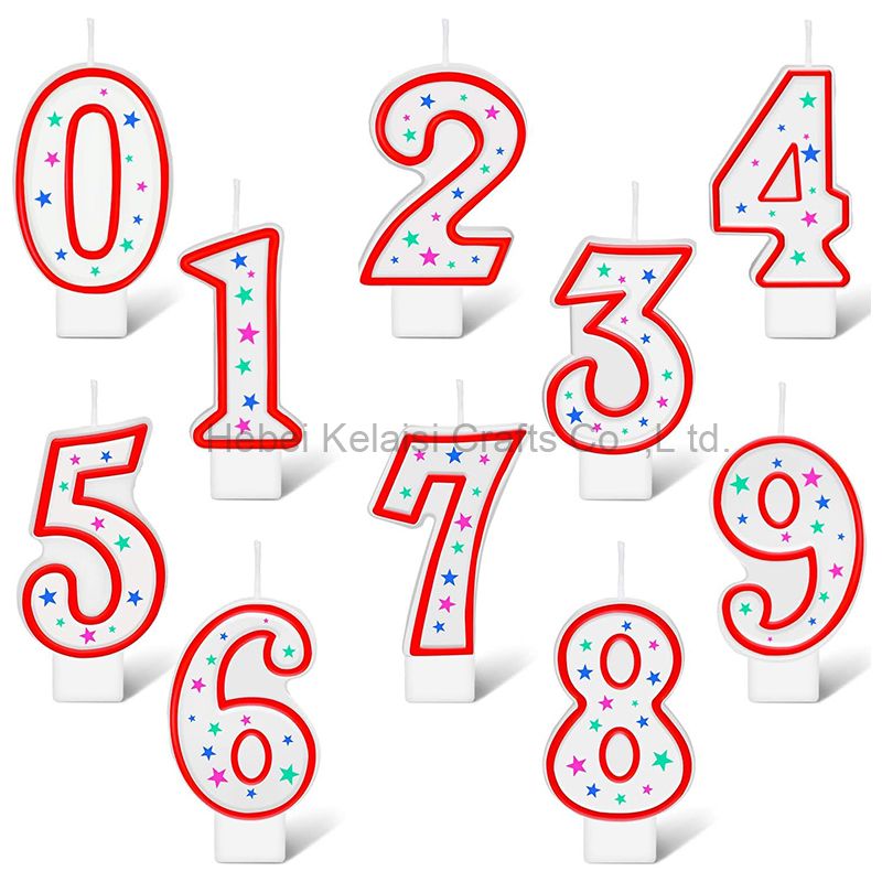 Printed Polka Dot Pattern Birthday Numbers Celebration Candle