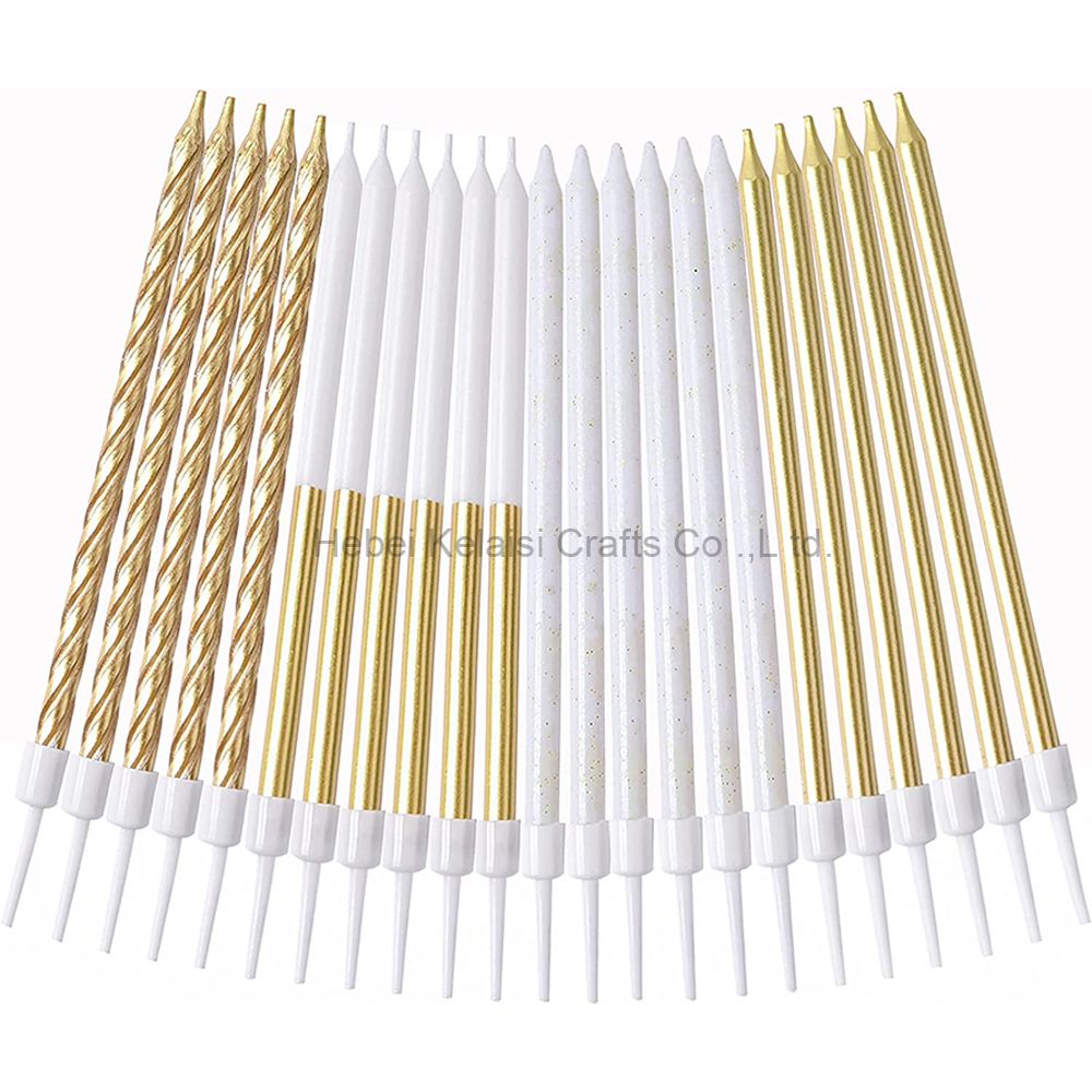 Pencil shaped metal spray painted birthday candle