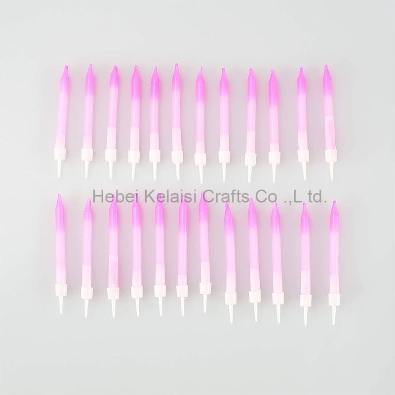 24 Pack Pink blue Ombre Cake Candles with Holders