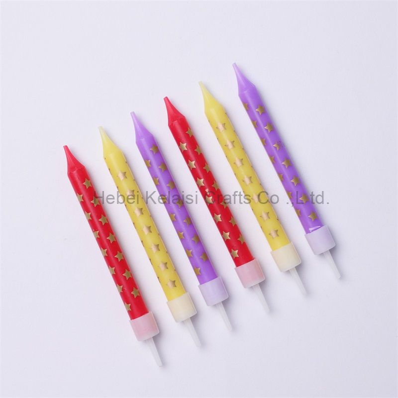 Colorful Printed Stars Birthday Party Cake Candle