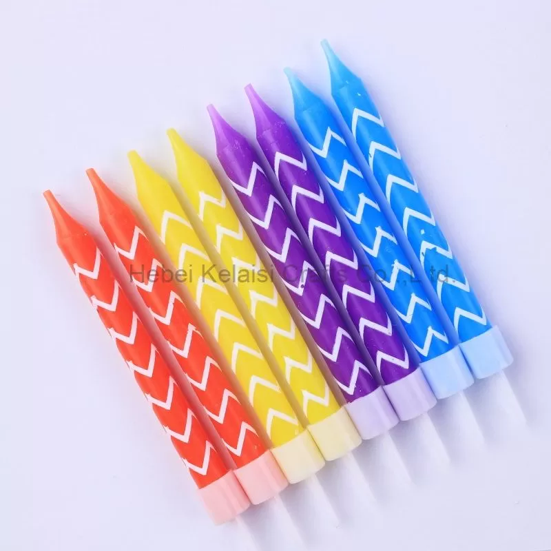 Vintage Colorful Striped Print birthday Cake Candles