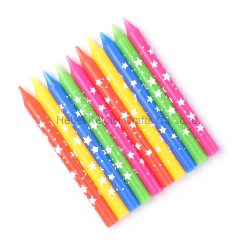 Mini Birthday Cake Candles with Colorful Star Print pattern