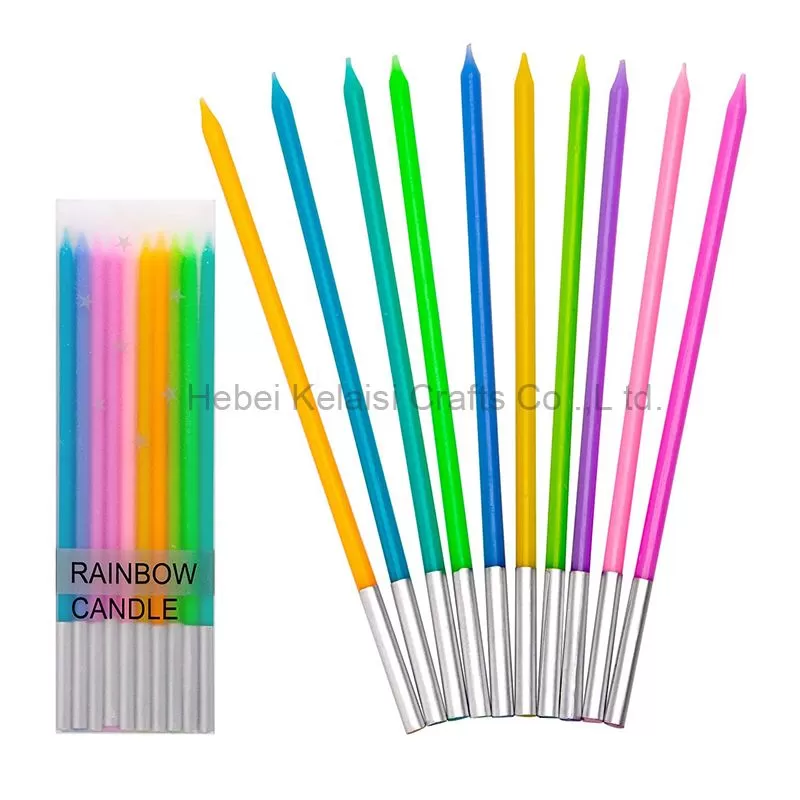 Rainbow color 10 pack birthday cake candle