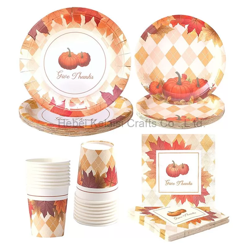Large Thanksgiving Plates and Napkins Sets